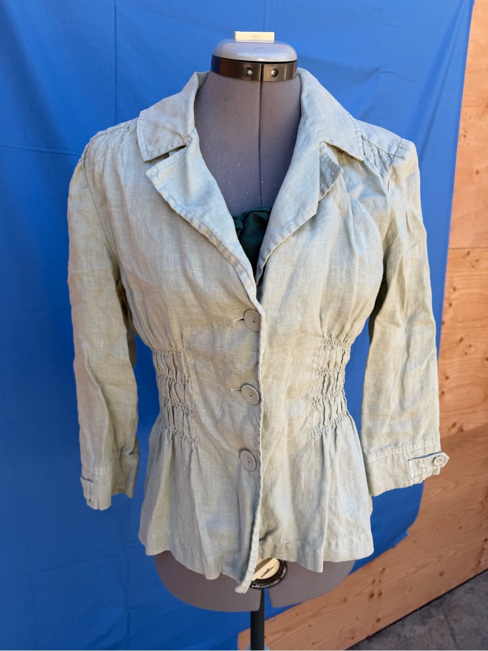Light Sage Green Button-Front Women's Blazer Jacket